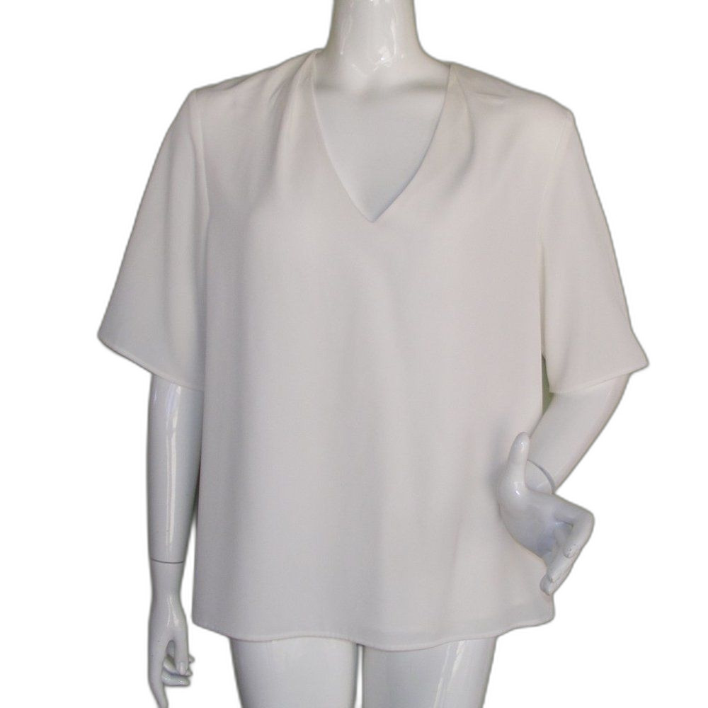 KARL LAGERFELD Blouse, XL, White, Simple, Pullover, Poly-spandex, Washable